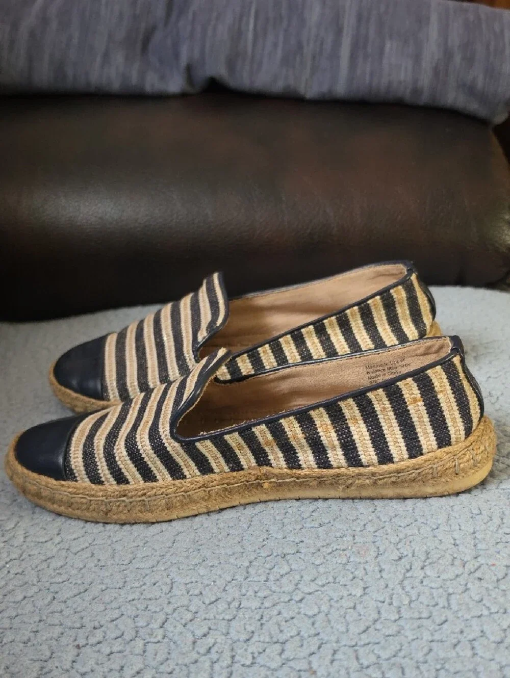 Charter Club Navy and Natural Striped Espadrille Flats